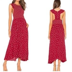 Free People Chambray Butterflies midi Dress in red Size: S